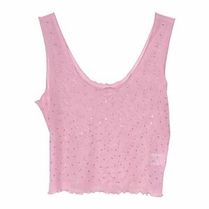 Pink Sleeveless Top with Rhinestone Accents
